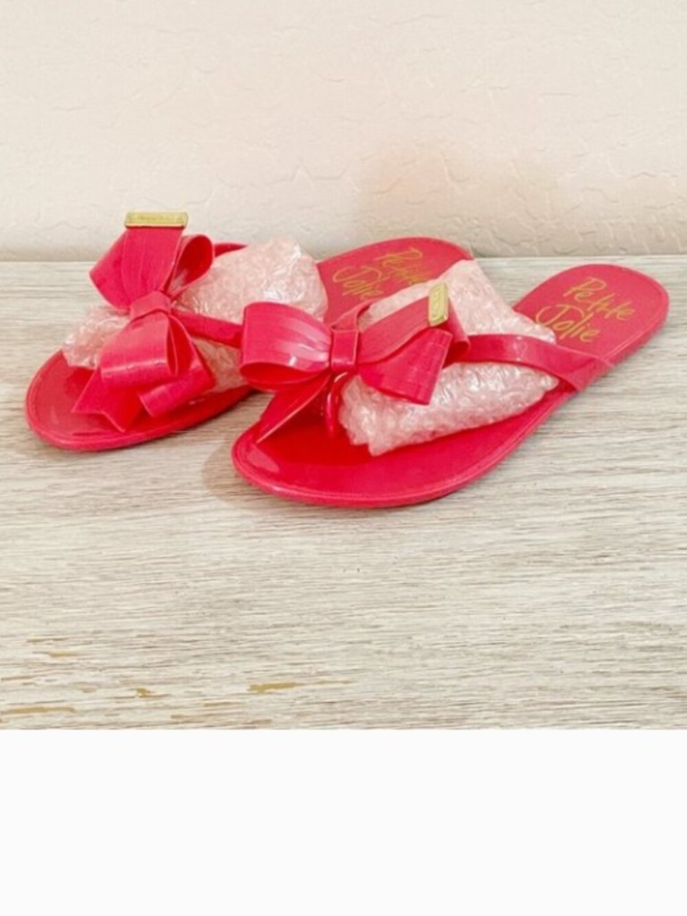 New Petite Jolie Sandals Jelly Bow Beach Flats Pink Size 7